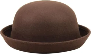 Elegant Adults Solid Hat Roll Up Brim Bowler Hat Bucket Hat for Mens Womens Classic Wool Round Bowler Outdoor Camping Hat