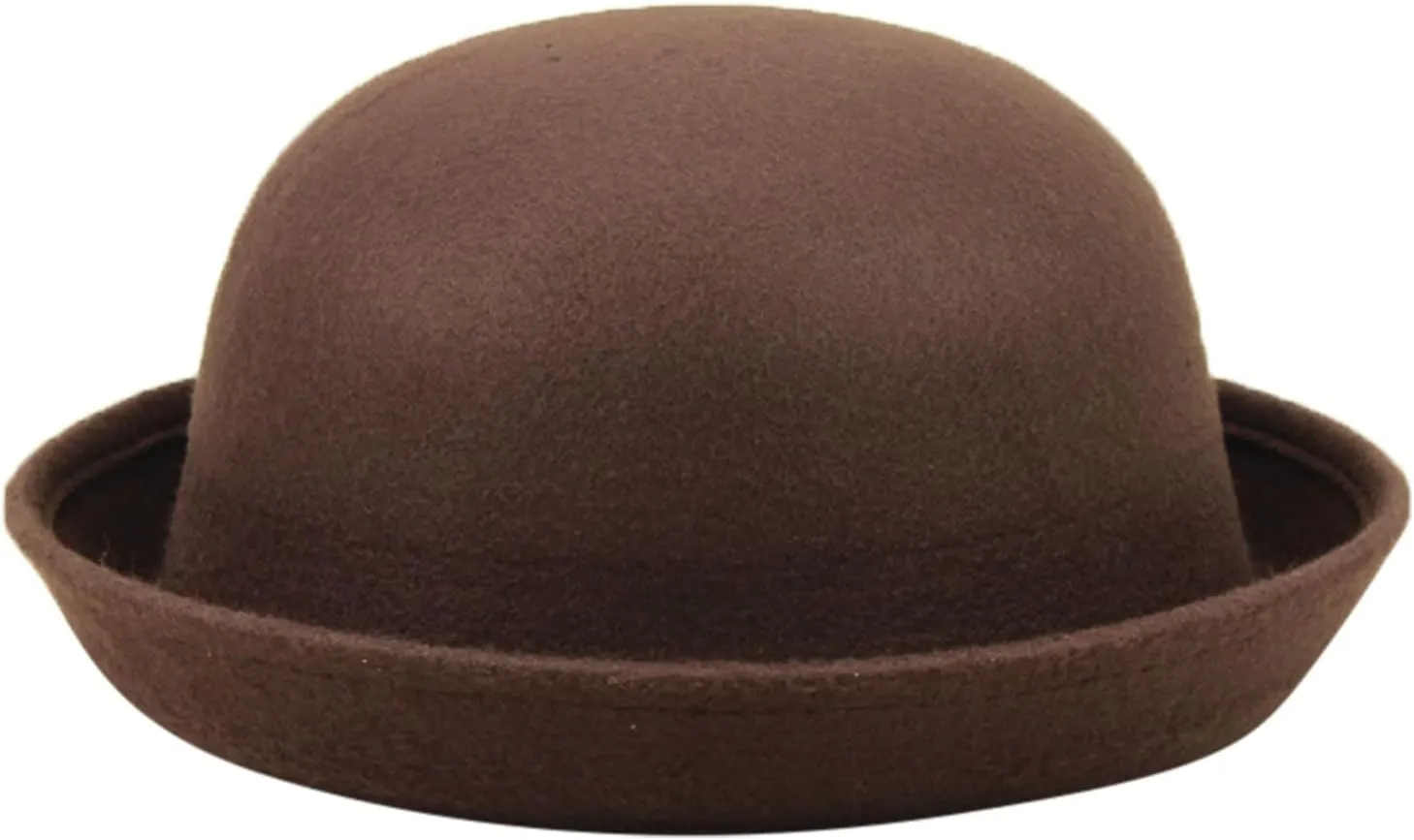Elegant Adults Solid Hat Roll Up Brim Bowler Hat Bucket Hat for Mens Womens Classic Wool Round Bowler Outdoor Camping Hat