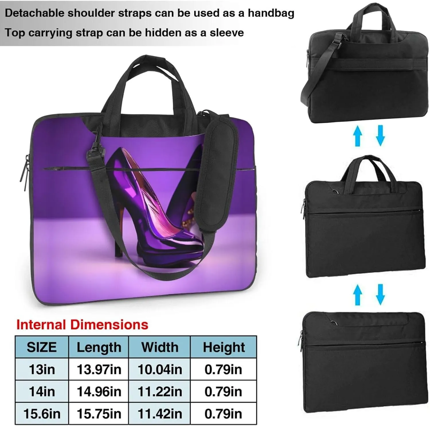 Elegant Purple High Heels with Lipstick Print Practical Laptop Case Laptop Bag - Stylish Messenger Bag & Laptop Shoulder Bag