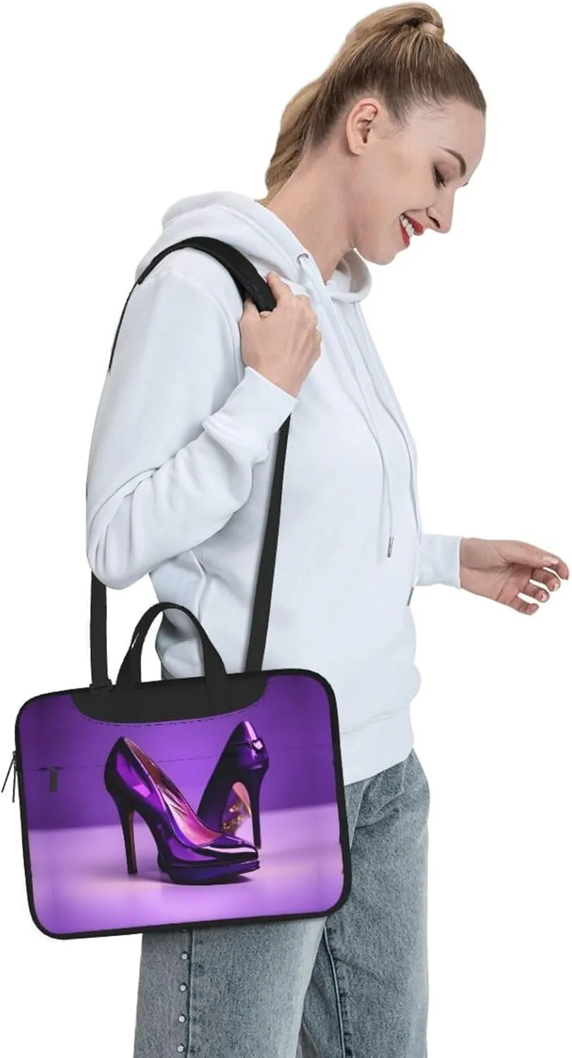 Elegant Purple High Heels with Lipstick Print Practical Laptop Case Laptop Bag - Stylish Messenger Bag & Laptop Shoulder Bag