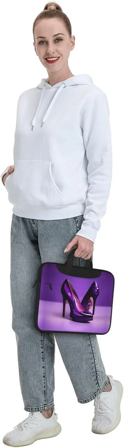 Elegant Purple High Heels with Lipstick Print Practical Laptop Case Laptop Bag - Stylish Messenger Bag & Laptop Shoulder Bag