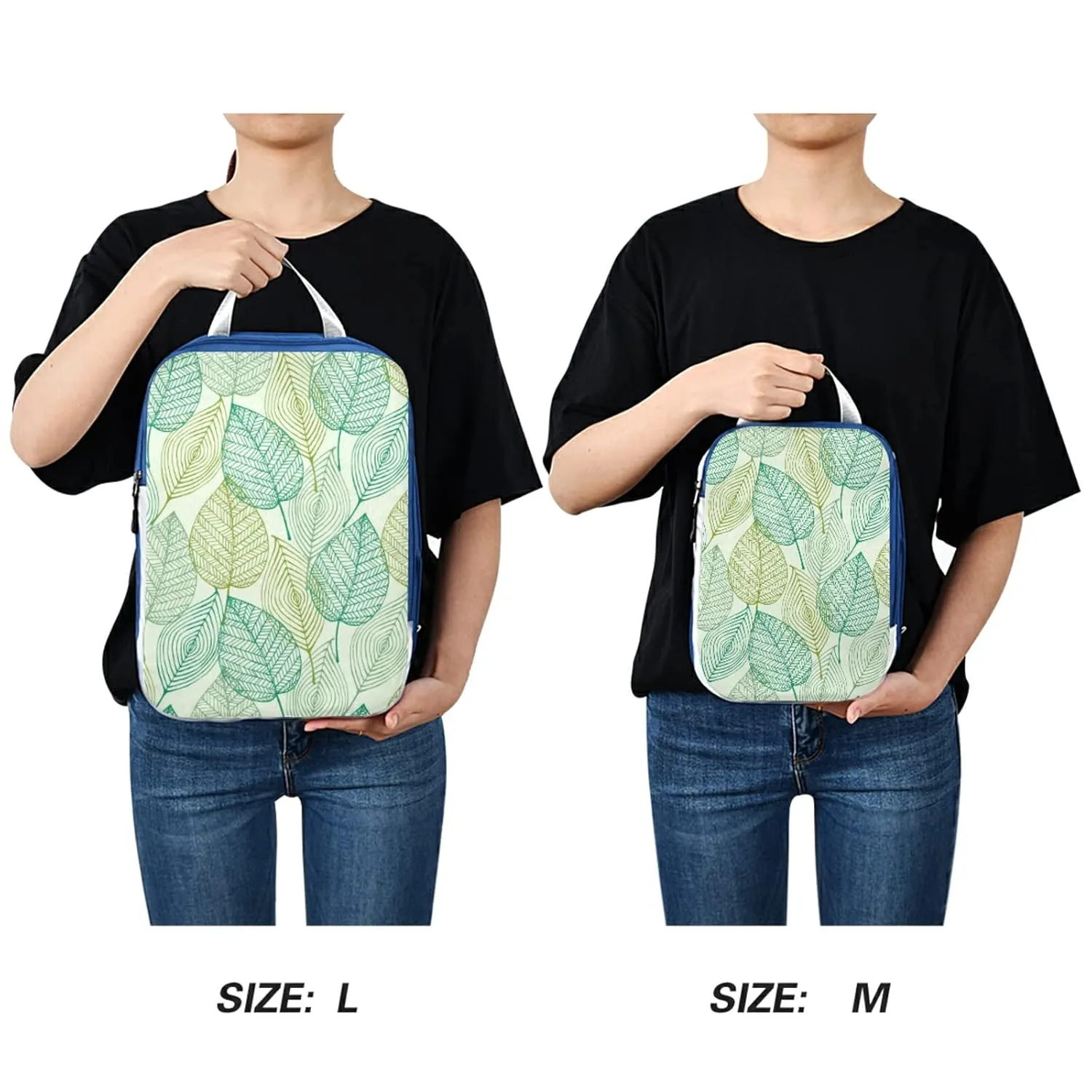 Elegant Texture with Leaves Seamless Spring Pattern 3 Piece set Cubes Expandable Adjustable Luggage Packing Bags, Ultralight Organizer Accessories Travel Suitcase Compressible Bags