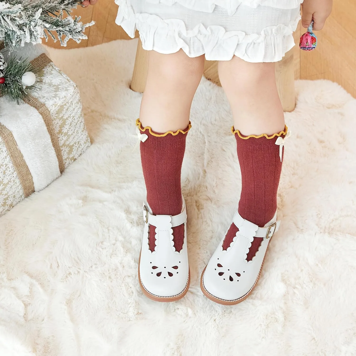 ESTINE Toddler Kids Bow School Uniform Oxford-Little Girls Flower Dress Party Shoes