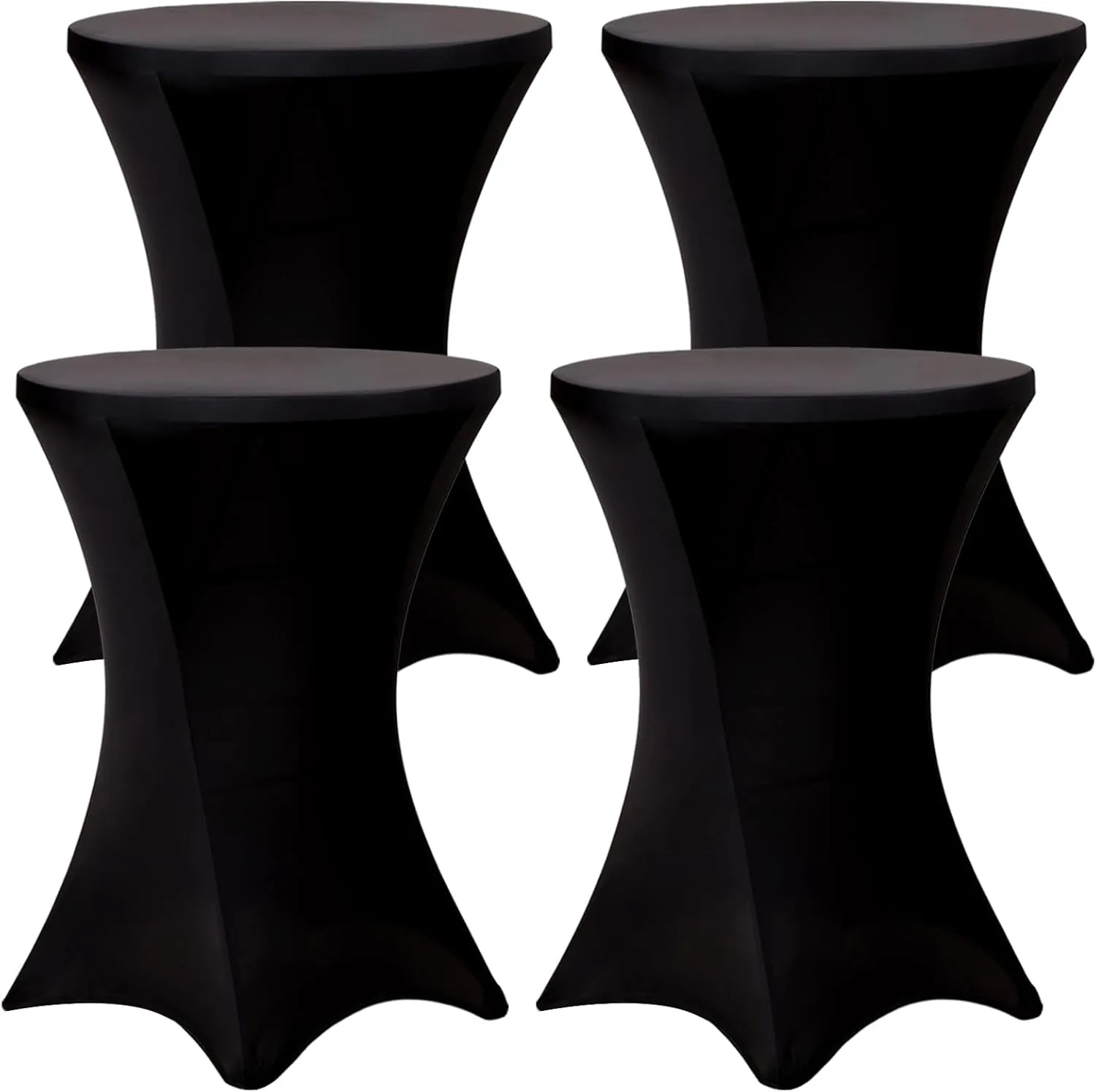 Fixwal 4 Pack Spandex Cocktail Table Covers, 32x43 Inch Black Fitted Stretch Highboy Round Cover Table Cloth for Party, Bar, Pub, Wedding, Banquet
