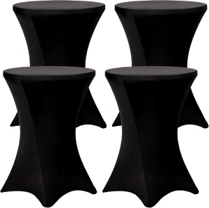 Fixwal 4 Pack Spandex Cocktail Table Covers, 32x43 Inch Black Fitted Stretch Highboy Round Cover Table Cloth for Party, Bar, Pub, Wedding, Banquet