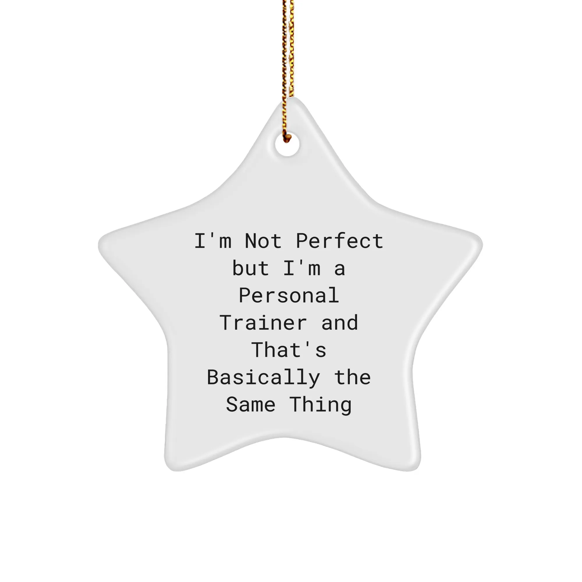 Funny Personal Trainer Gifts for Men from Friends - 'I'm Not Perfect' Star Ornament for Christmas
