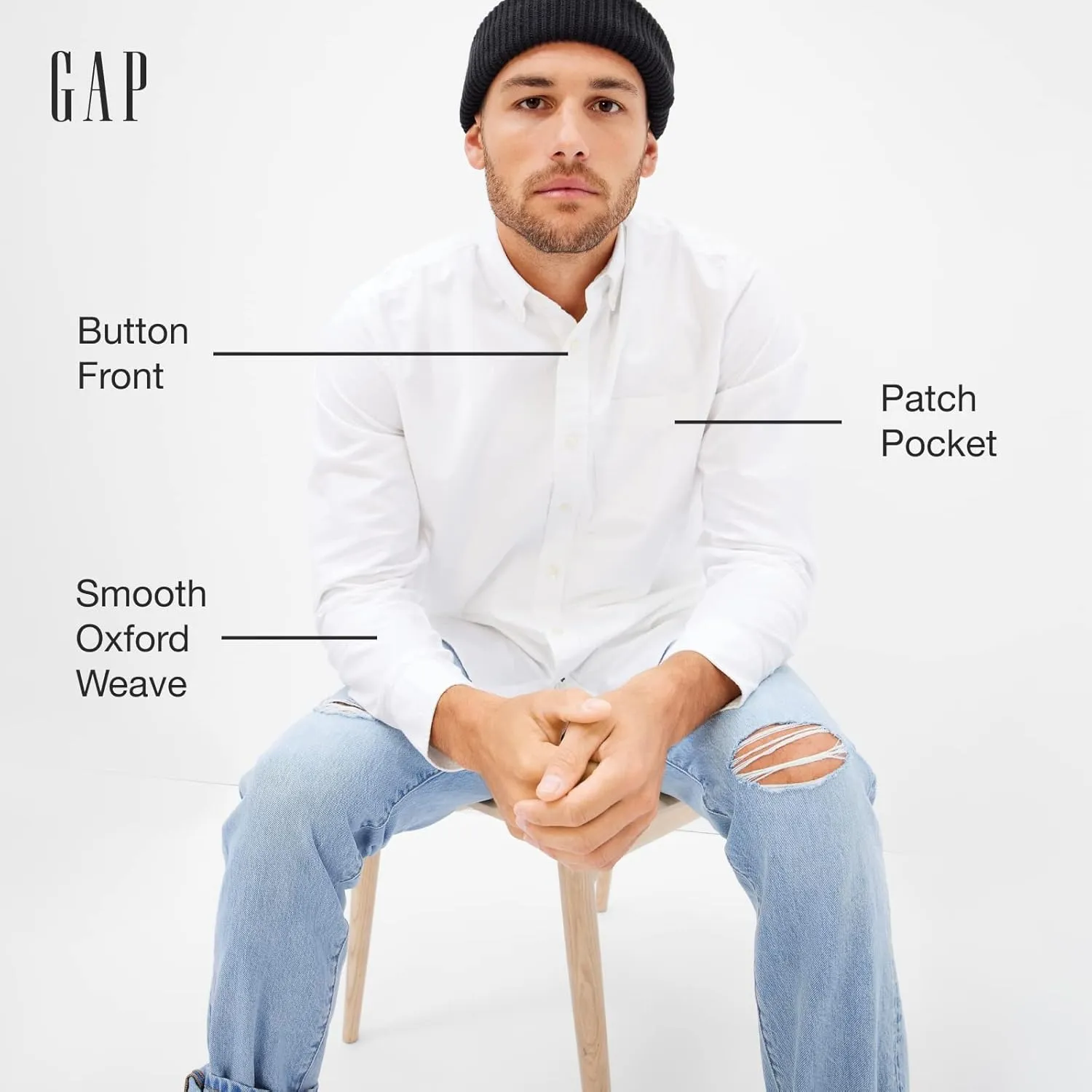 GAP Men's Long Sleeve Oxford Button Down Shirt