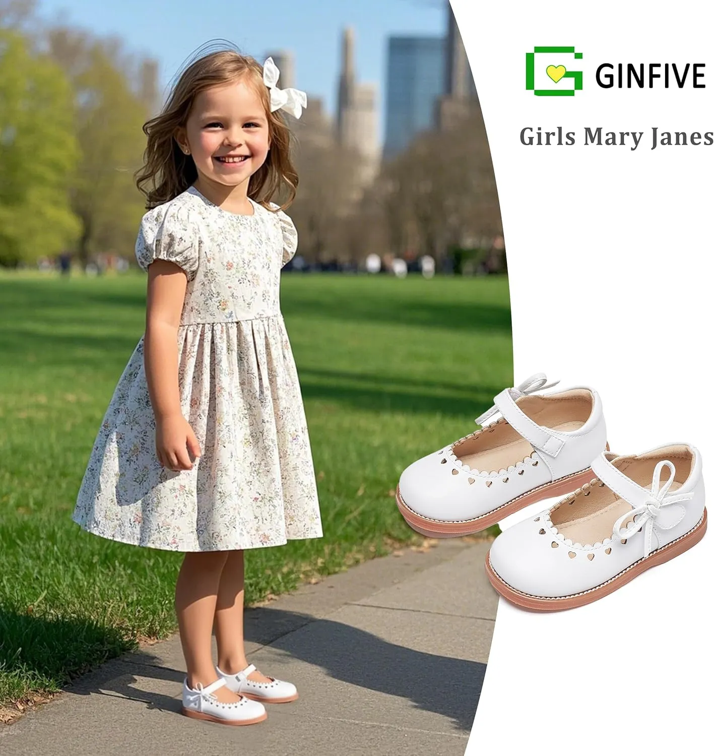 GINFIVE Toddler Girls Dress Shoes Little Kids Oxfords Flats School Mary Janes Shoes