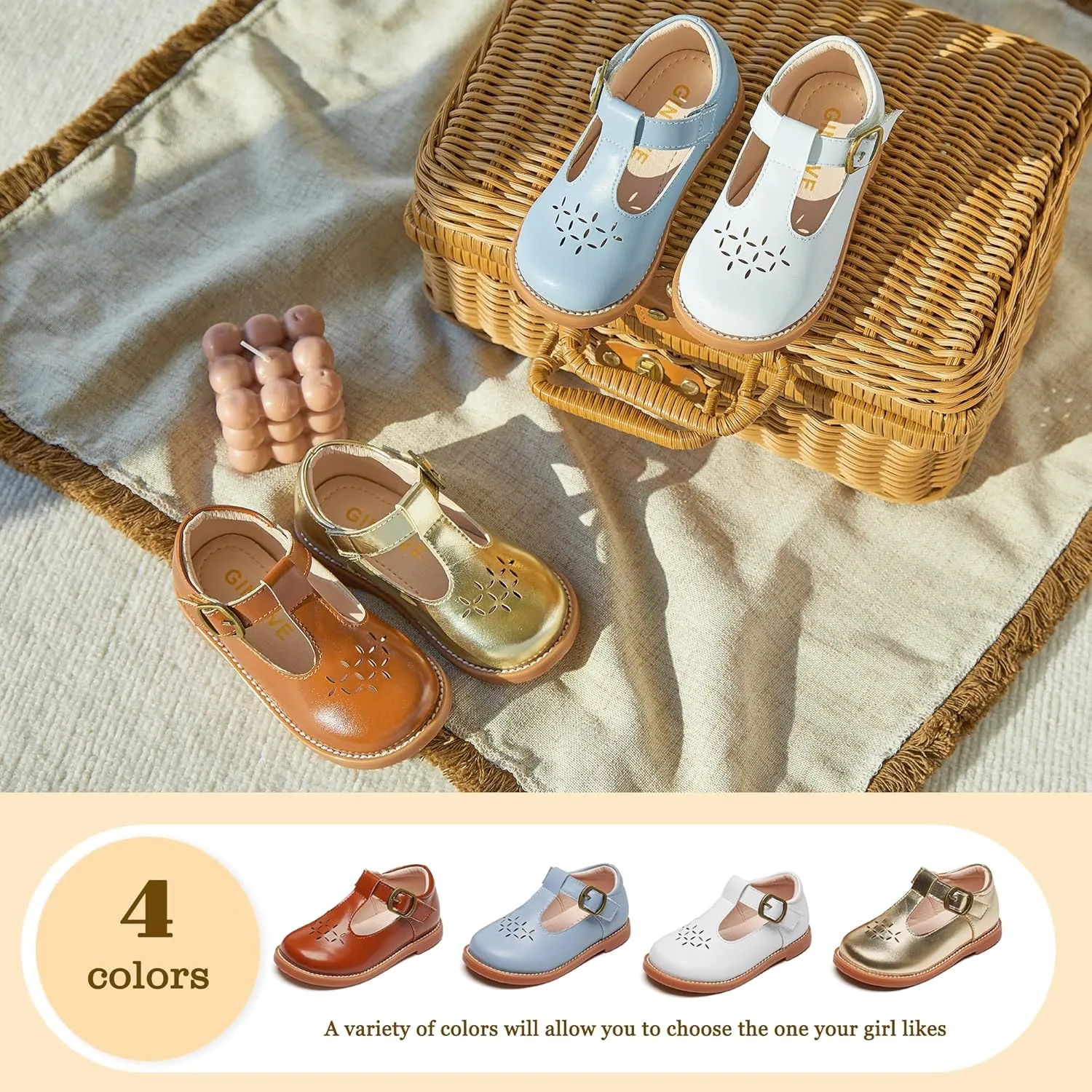 GINFIVE Toddler Girls Dress Shoes Little Kids Oxfords Flats School Mary Janes Shoes