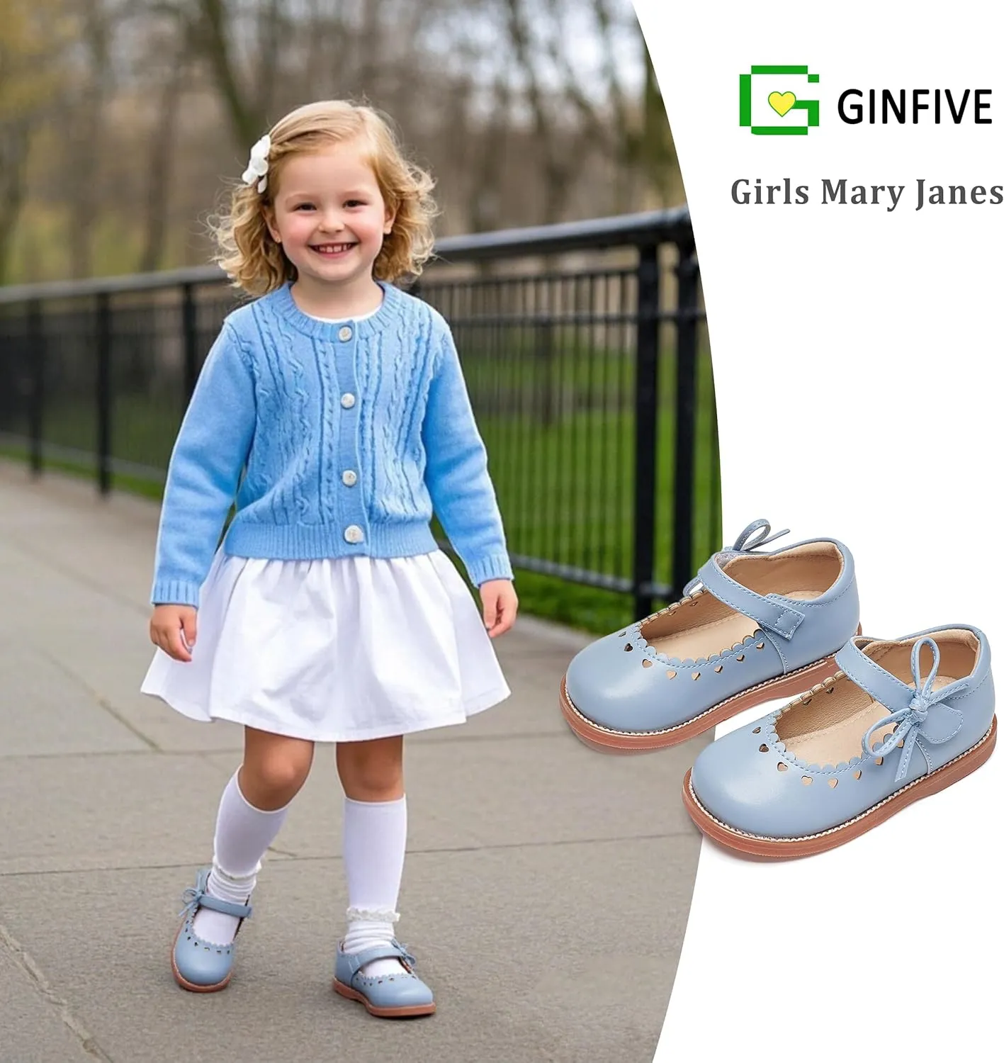 GINFIVE Toddler Girls Dress Shoes Little Kids Oxfords Flats School Mary Janes Shoes