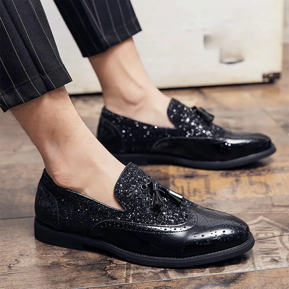 Golden Wedding Loafers Fashion Men's Formal Shoes Leisure Party Flats Casual Brogue Shoe Elegant Men Business Footwear