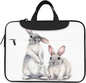 Grey Rabbits Hare Sketch Laptop Bag Shoulder Messenger Bag Computer Briefcase Bag For Business Office Work