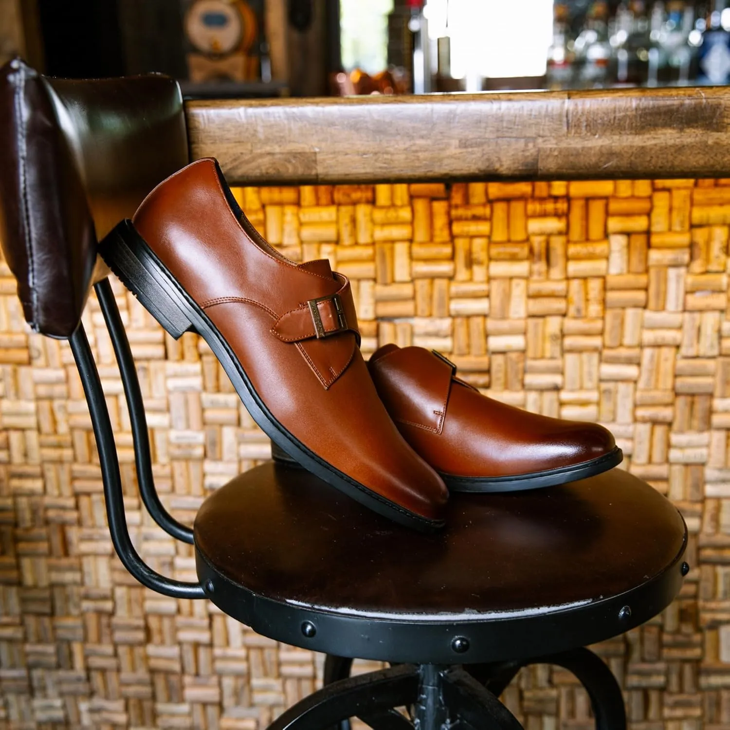Gunnar and Troy Maverick Mens Dress Shoes Oxford | Single Monk Strap Dress Shoes for Men | Classic Wingtip Oxford Silhouette with Leather Uppers
