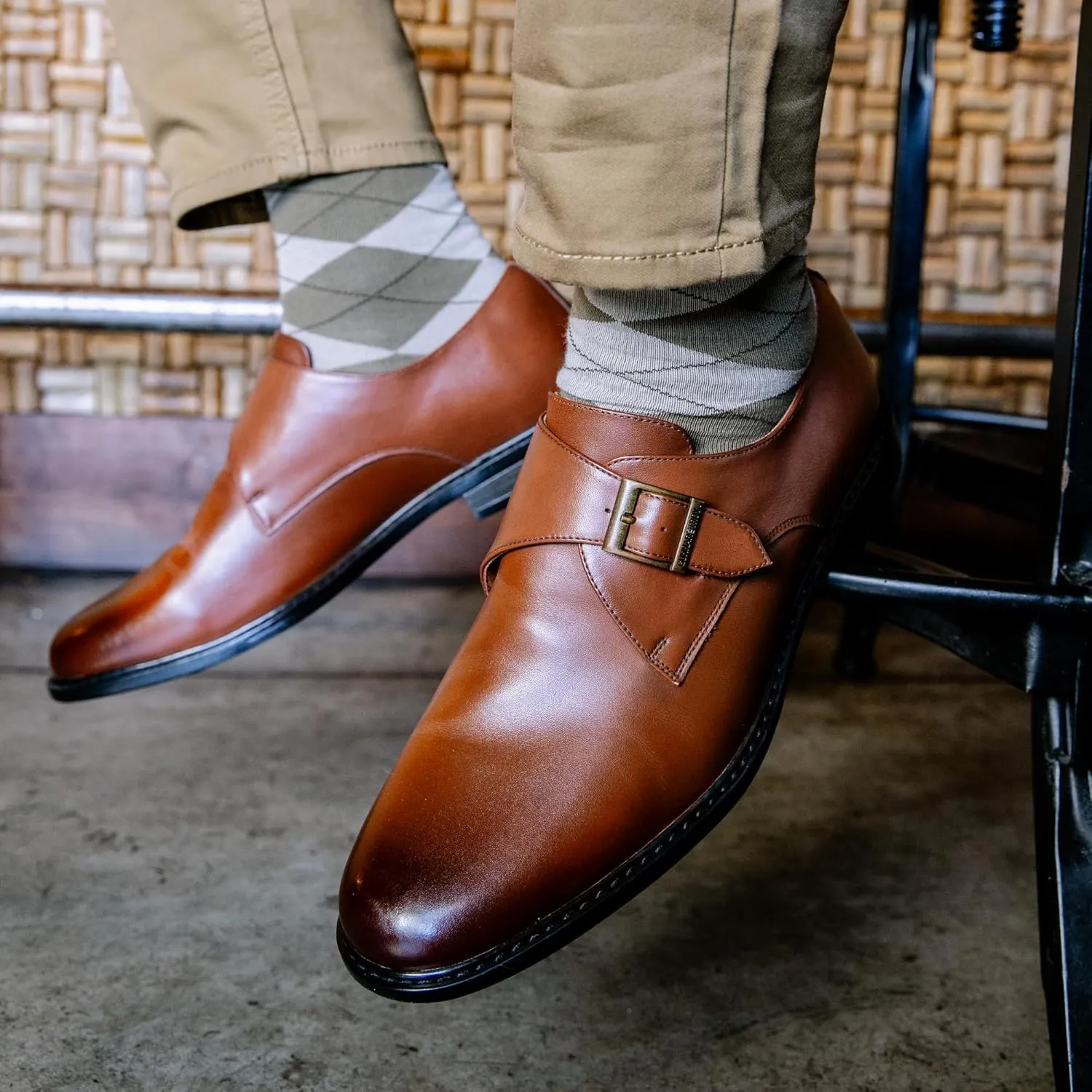 Gunnar and Troy Maverick Mens Dress Shoes Oxford | Single Monk Strap Dress Shoes for Men | Classic Wingtip Oxford Silhouette with Leather Uppers