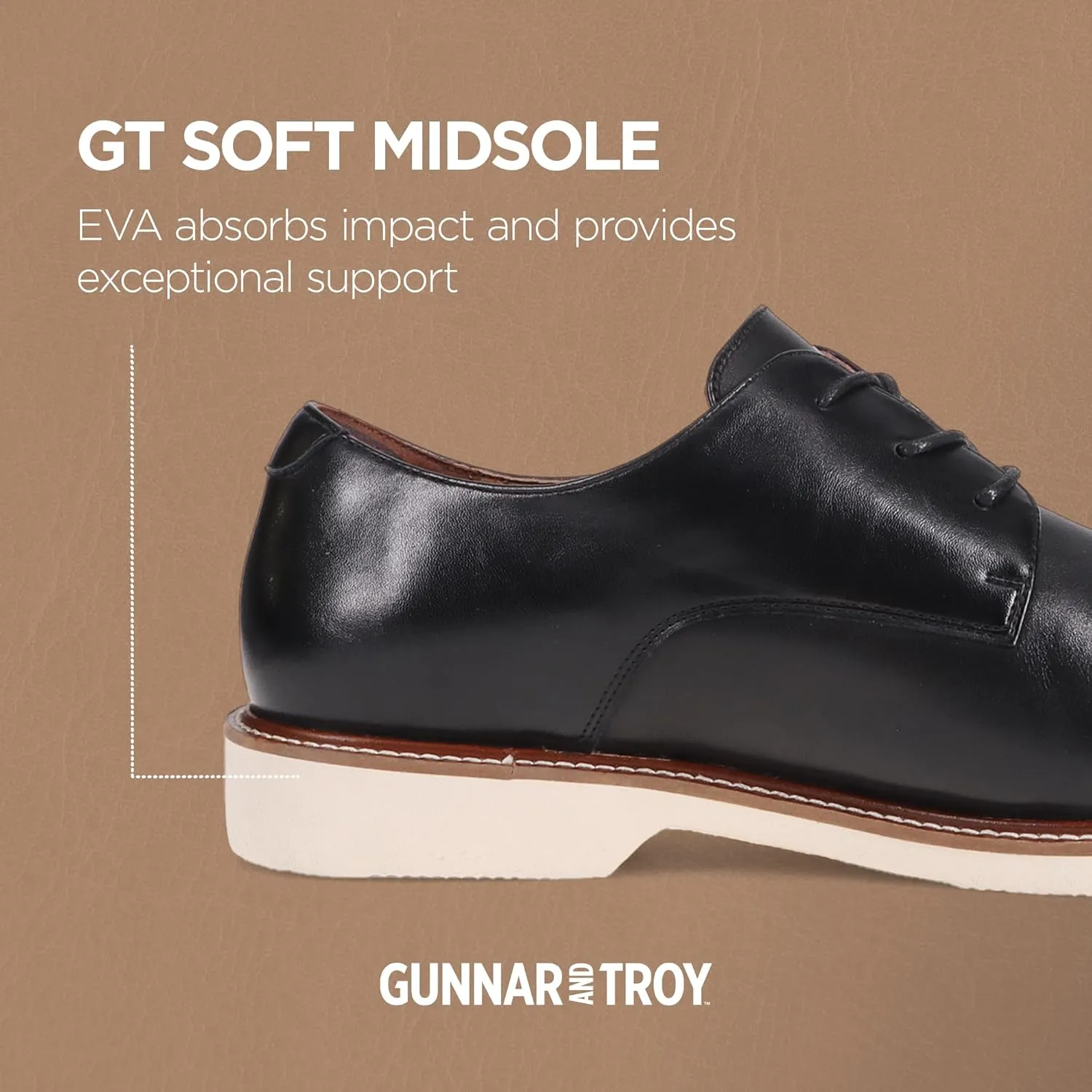 Gunnar and Troy Sentinel Soft Leather Mens Dress Shoes | Classic Lace-up Wingtip Oxford Shoes | Classic Modern Leather Shoes for Men