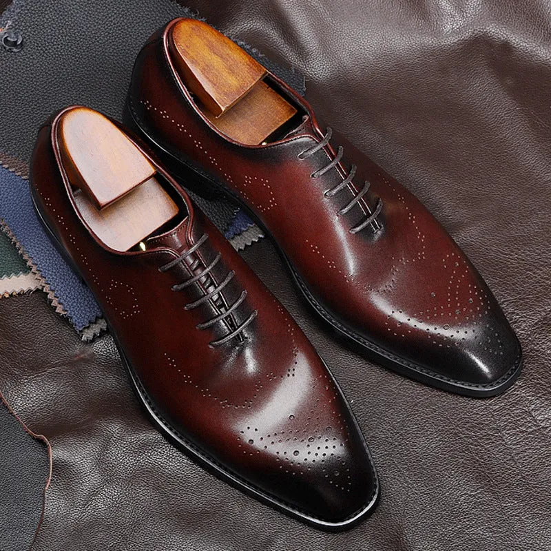 Handmade Leather Brogue Oxford Dress Shoes