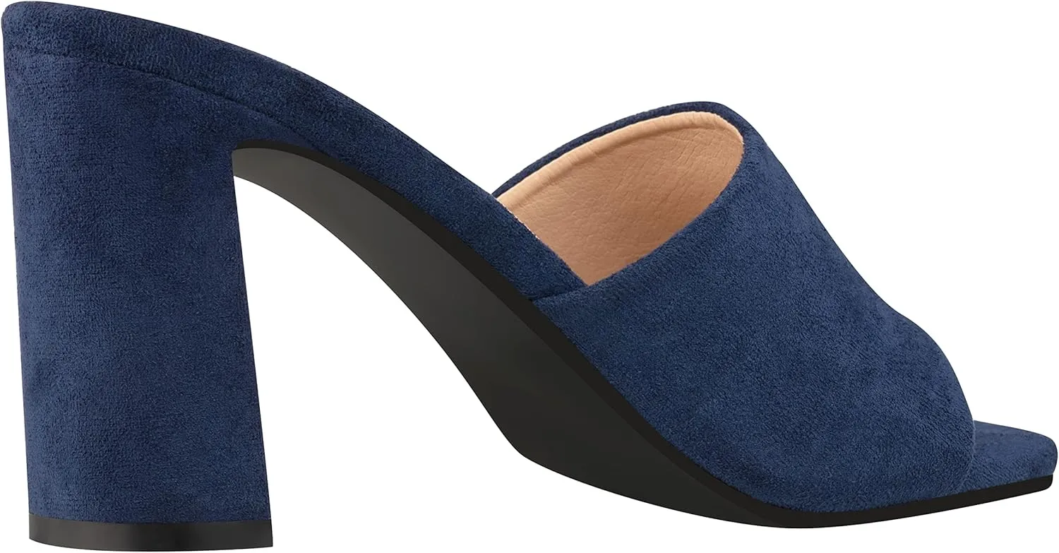 ILLUDE Women’s Block Heel Single Strap Square Toe Heeled Sandal Slip On Mule - Demi - Demi