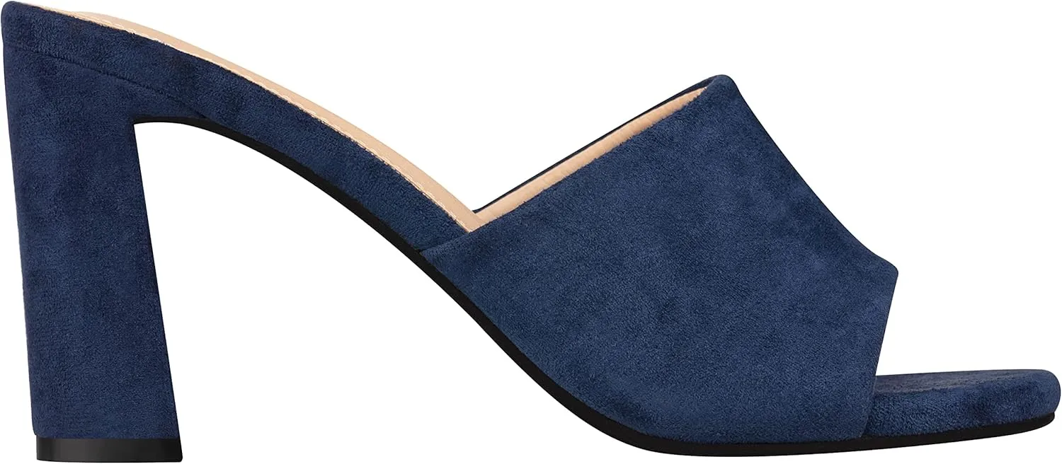 ILLUDE Women’s Block Heel Single Strap Square Toe Heeled Sandal Slip On Mule - Demi - Demi