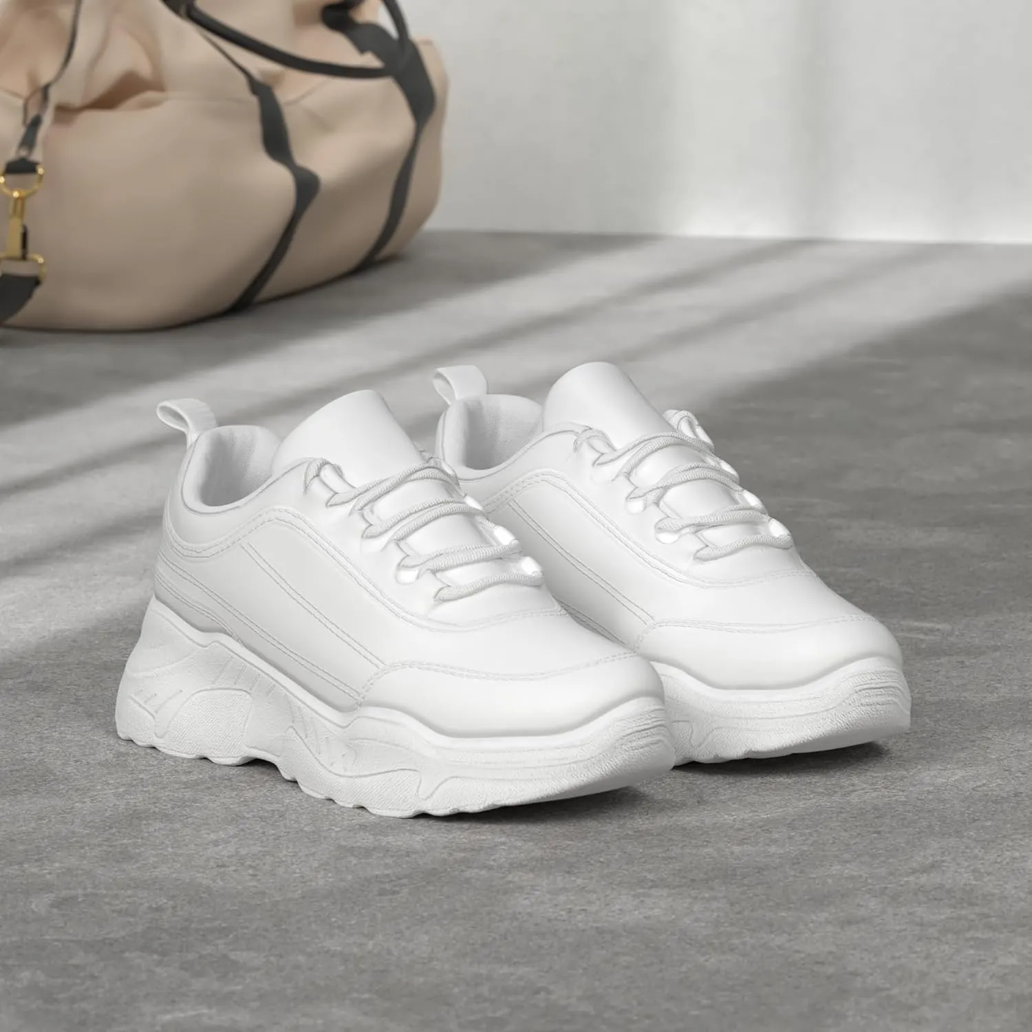 ILLUDE Women's Chunky Platform Sneakers Lace-Up Walking Shoes Fashion Chunky Sneakers Causal Dad Shoes