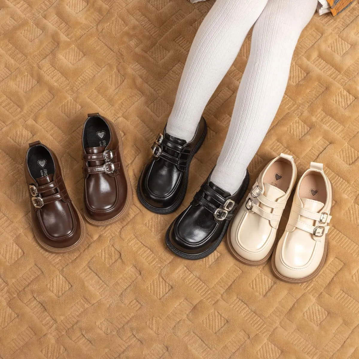 ISINSER Toddler Boys Girls Classic Dress Shoes Little Kid PU Leather Comfort Rubble Sole Oxford School Uniform Wedding Flats