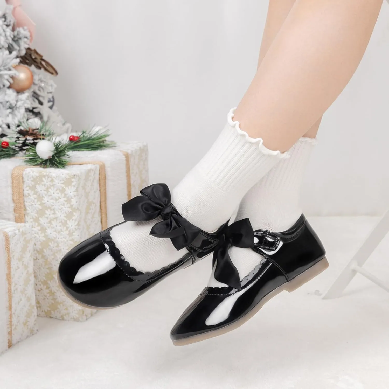 ISINSER Toddler Girls Classic Oxford Shoes Princess Dress Mary Jane Party Bowknot Flats School Uniform Shoes