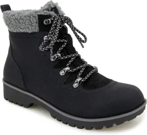 JBU Women's Poland Lace Up with Faux Shearling Fashion Comfort Waterproof Ankle Boot