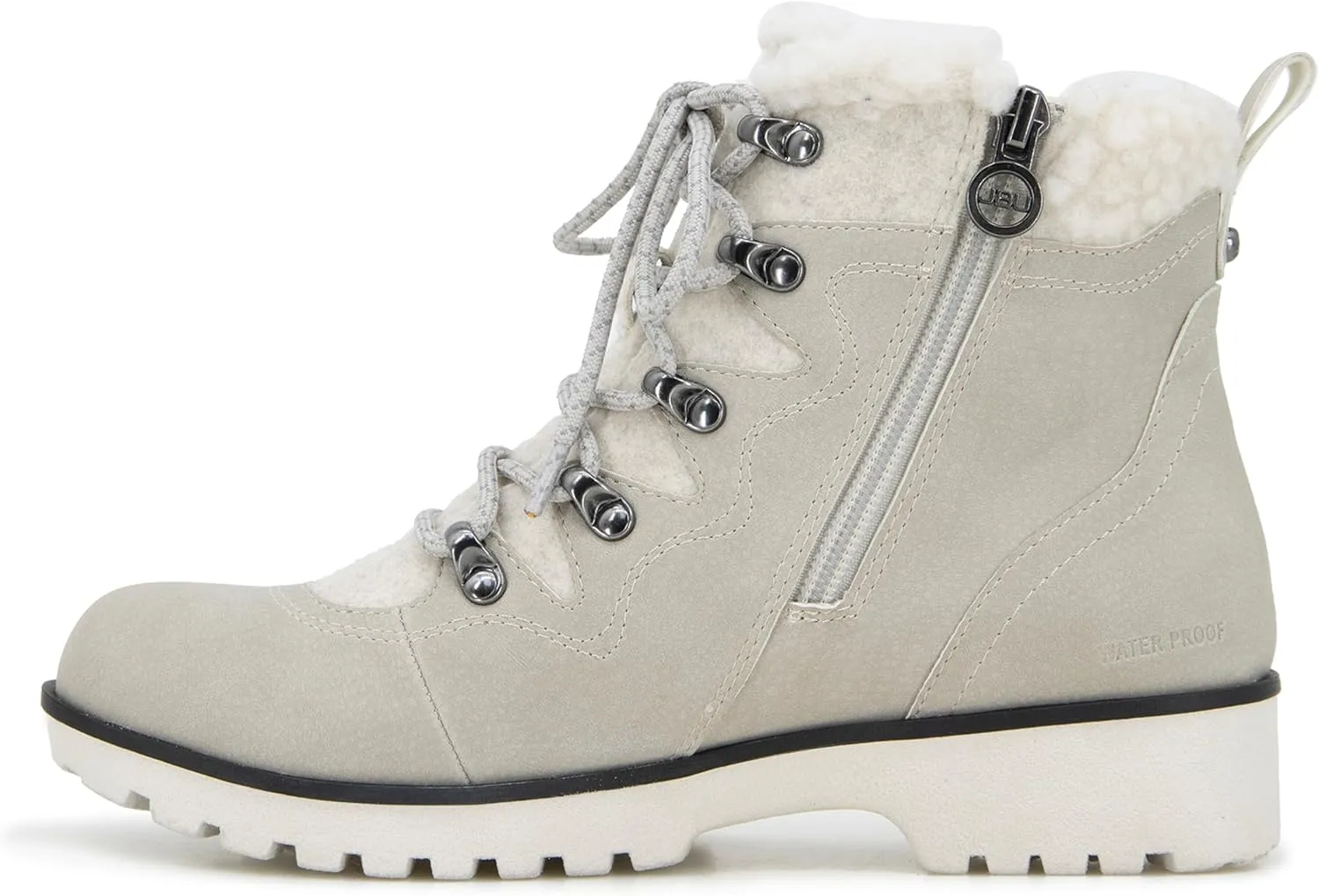 JBU Women's Poland Lace Up with Faux Shearling Fashion Comfort Waterproof Ankle Boot
