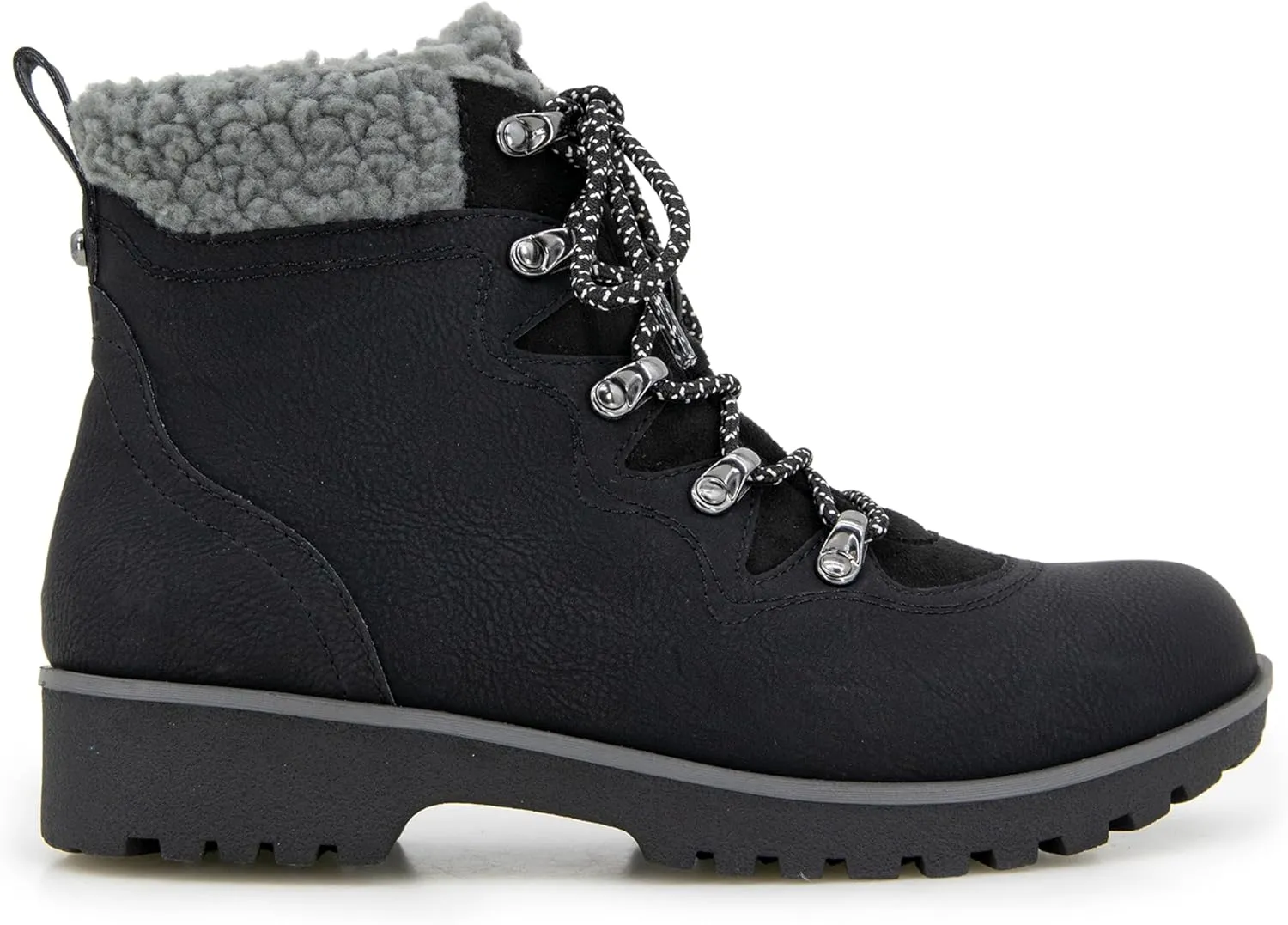 JBU Women's Poland Lace Up with Faux Shearling Fashion Comfort Waterproof Ankle Boot