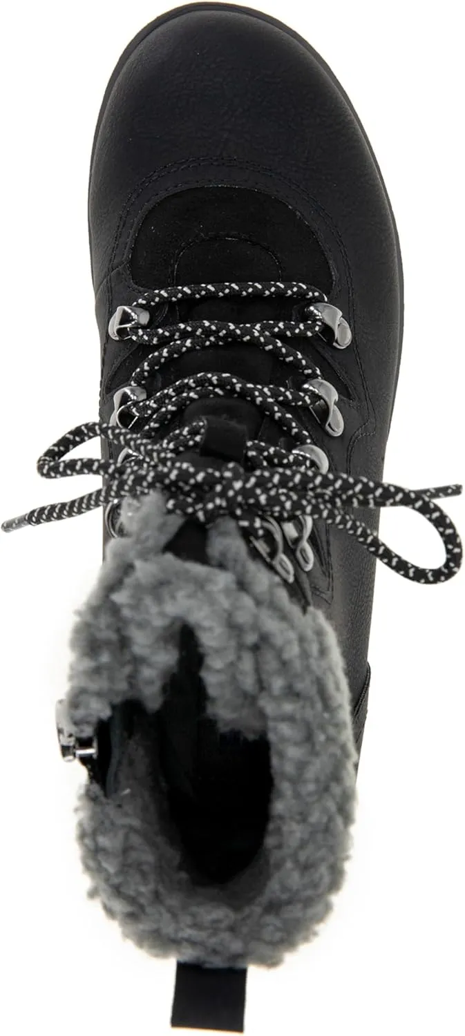 JBU Women's Poland Lace Up with Faux Shearling Fashion Comfort Waterproof Ankle Boot