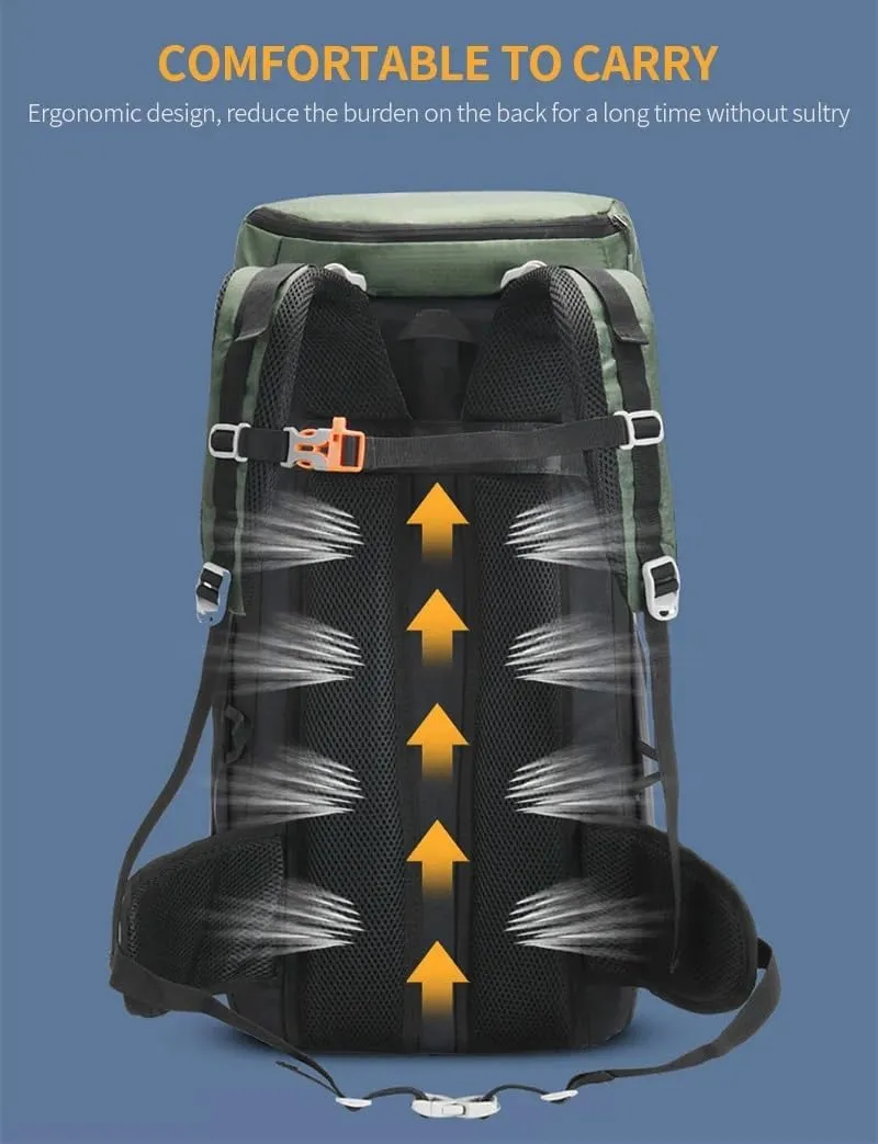 JSEIAJB 50L Outdoor Sports Mountaineering Backpack Waterproof Hiking Backpack Camping Climbing Rucksack Travel Trekking Rucksack