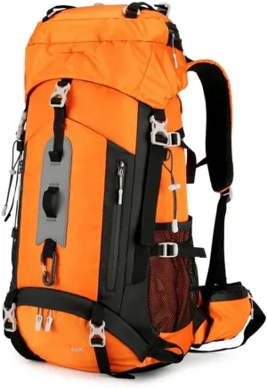 JSEIAJB Waterproof Backpacking Mountaineering Backpack 60L Hiking Backpack Large Capacity Camping Backpack