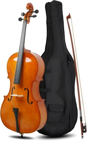 Ktaxon Full-Size Cello, Beginner Cello 4/4, Acoustic Cello Kit with Portable Bag, Bow, Bridge, Rosin, Adults & Kids String Musical Instruments(Nature)