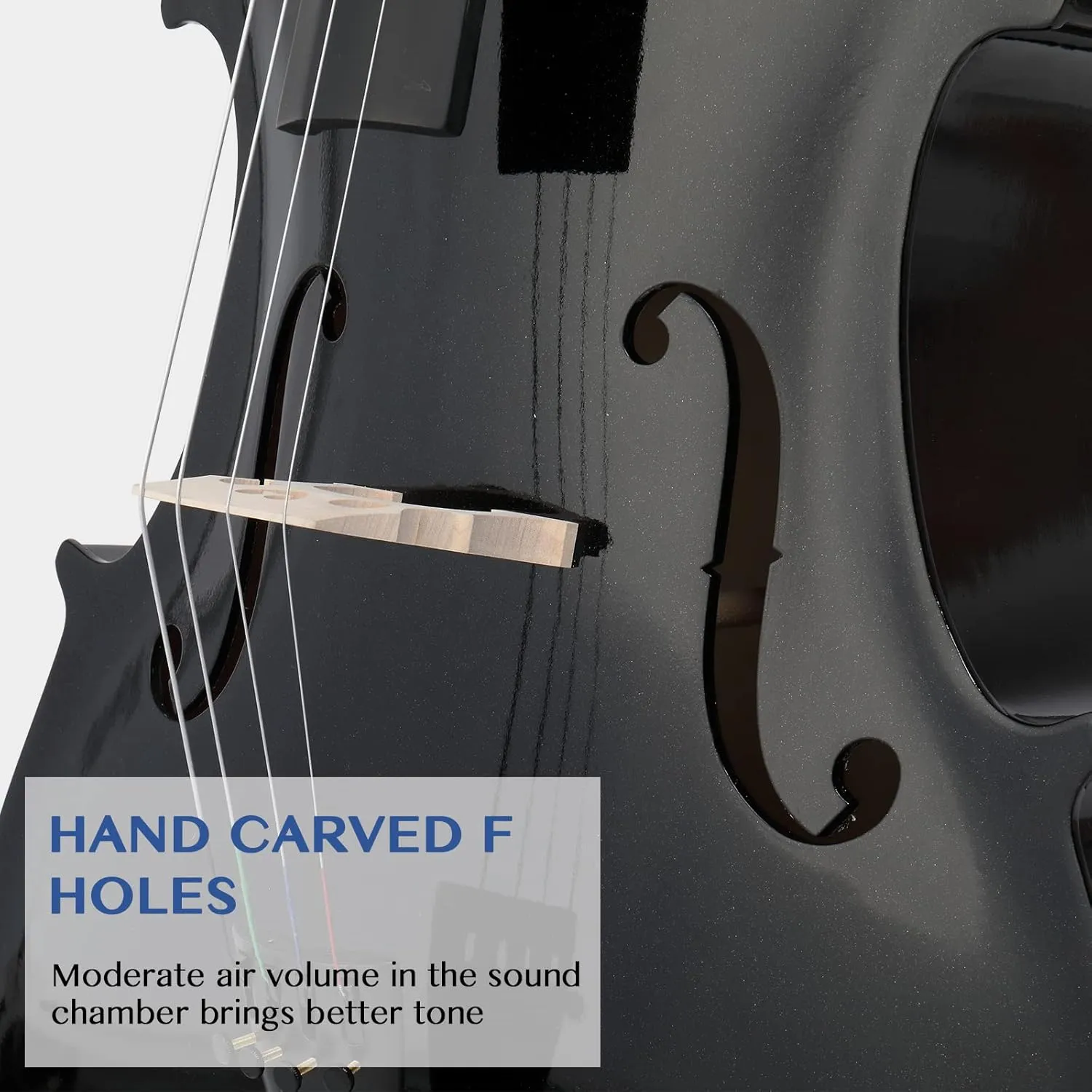 Ktaxon Full-Size Cello, Beginner Cello 4/4, Acoustic Cello Set with Portable Bag, Bow, Rosin, Bridge, Adults & Kids String Musical Instruments(Black)