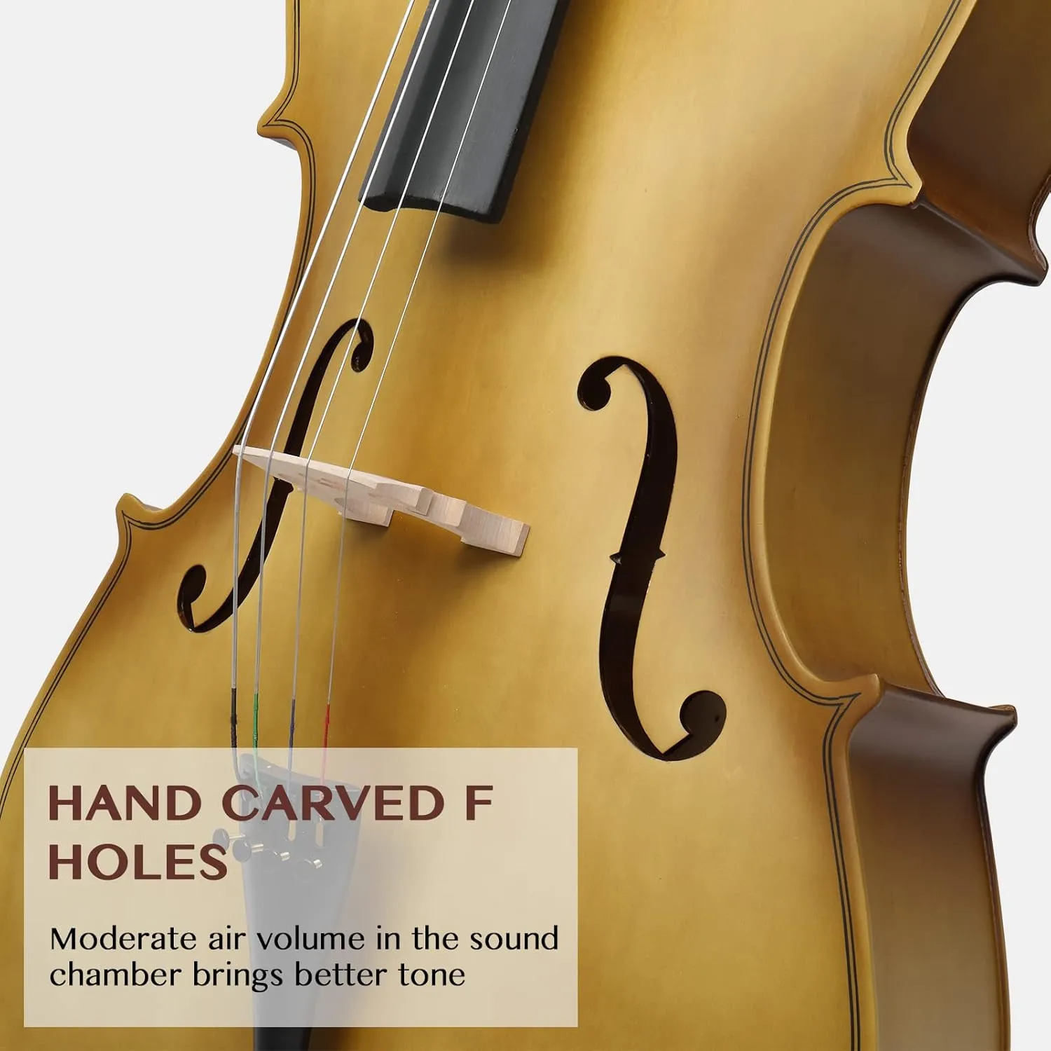 Ktaxon Full-Size Cello, Beginner Cello 4/4, Acoustic Cello Set with Portable Bag, Bow, Rosin, Bridge, Adults & Kids String Musical Instruments(Matte Golden)