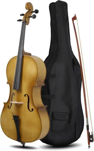 Ktaxon Full-Size Cello, Beginner Cello 4/4, Acoustic Cello Set with Portable Bag, Bow, Rosin, Bridge, Adults & Kids String Musical Instruments(Matte Golden)