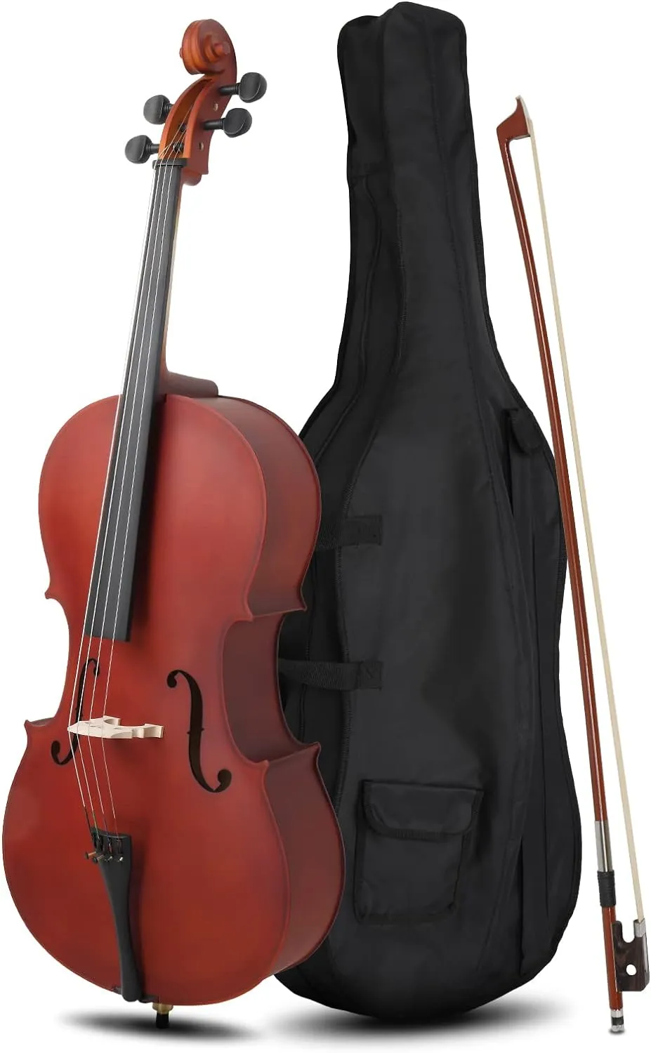 Ktaxon Full-Size Cello, Beginner Cello 4/4, Acoustic Cello Set with Portable Bag, Bow, Rosin, Bridge, Adults & Kids String Musical Instruments(Matte Nature)