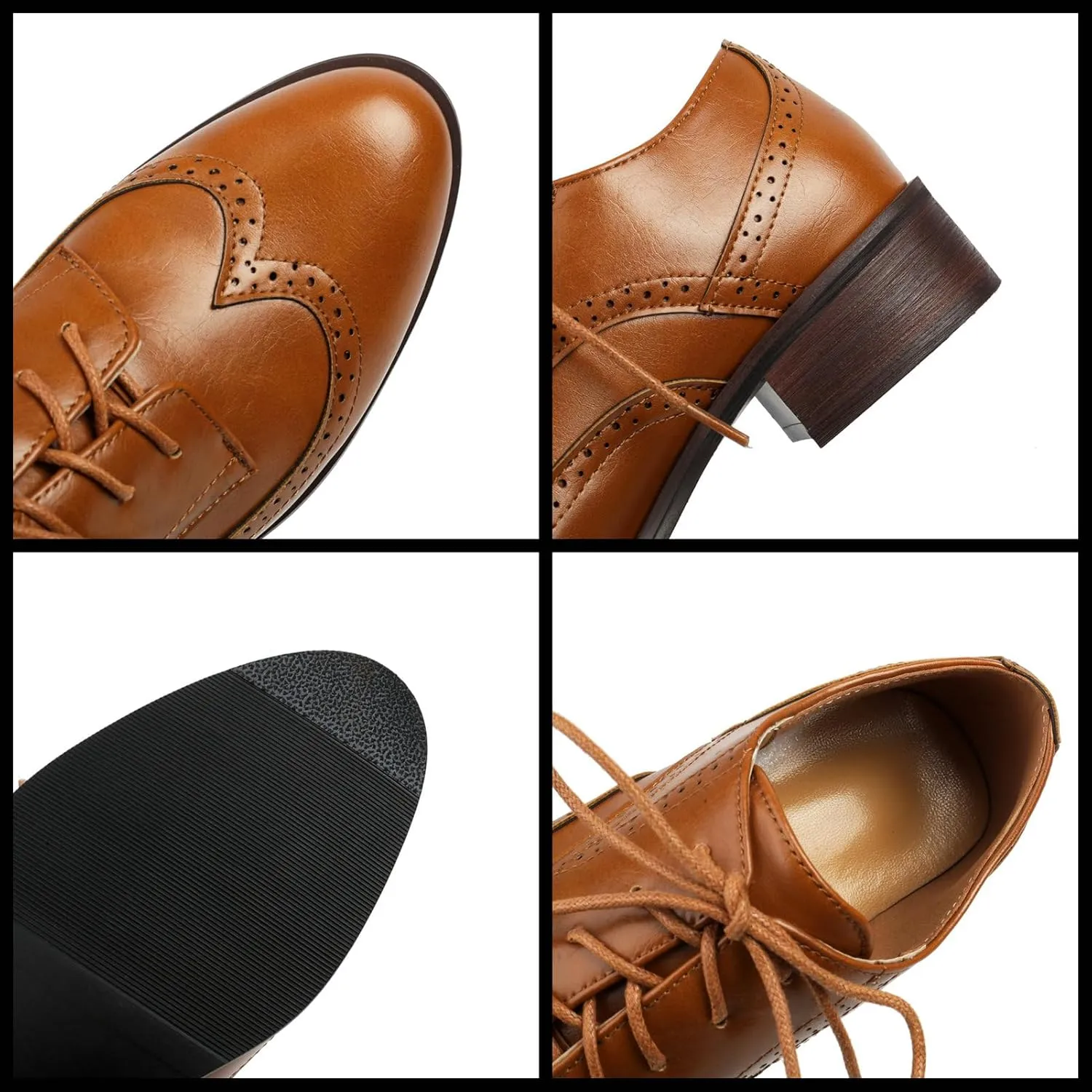 KysBloes Women Oxford Flats Lace Up Wingtip Brogue Shoes Low Heel Closed Toe Vintage Saddle Shoes