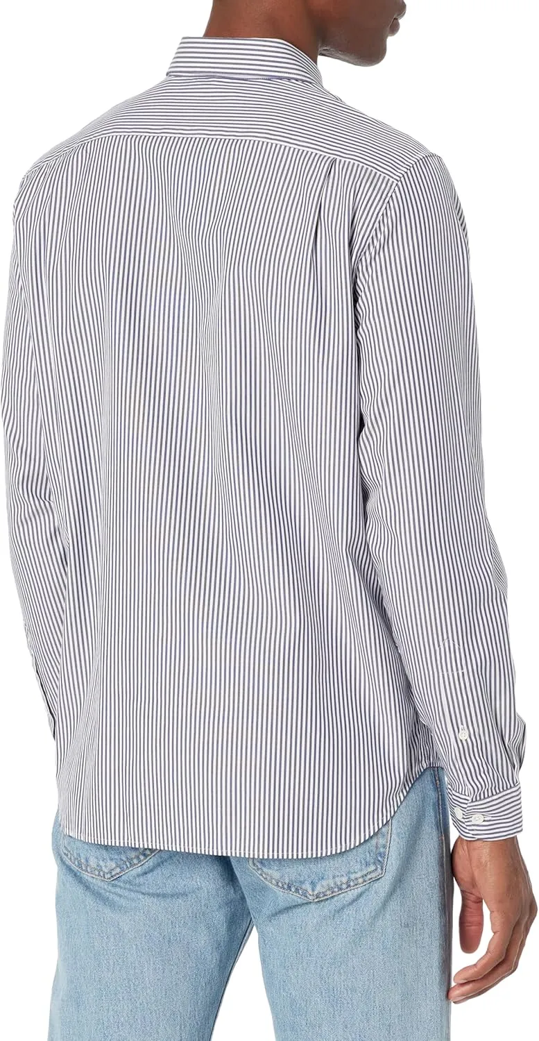 Lacoste Men's Regular Fit Long Sleeve Button Down Stripe Shirt