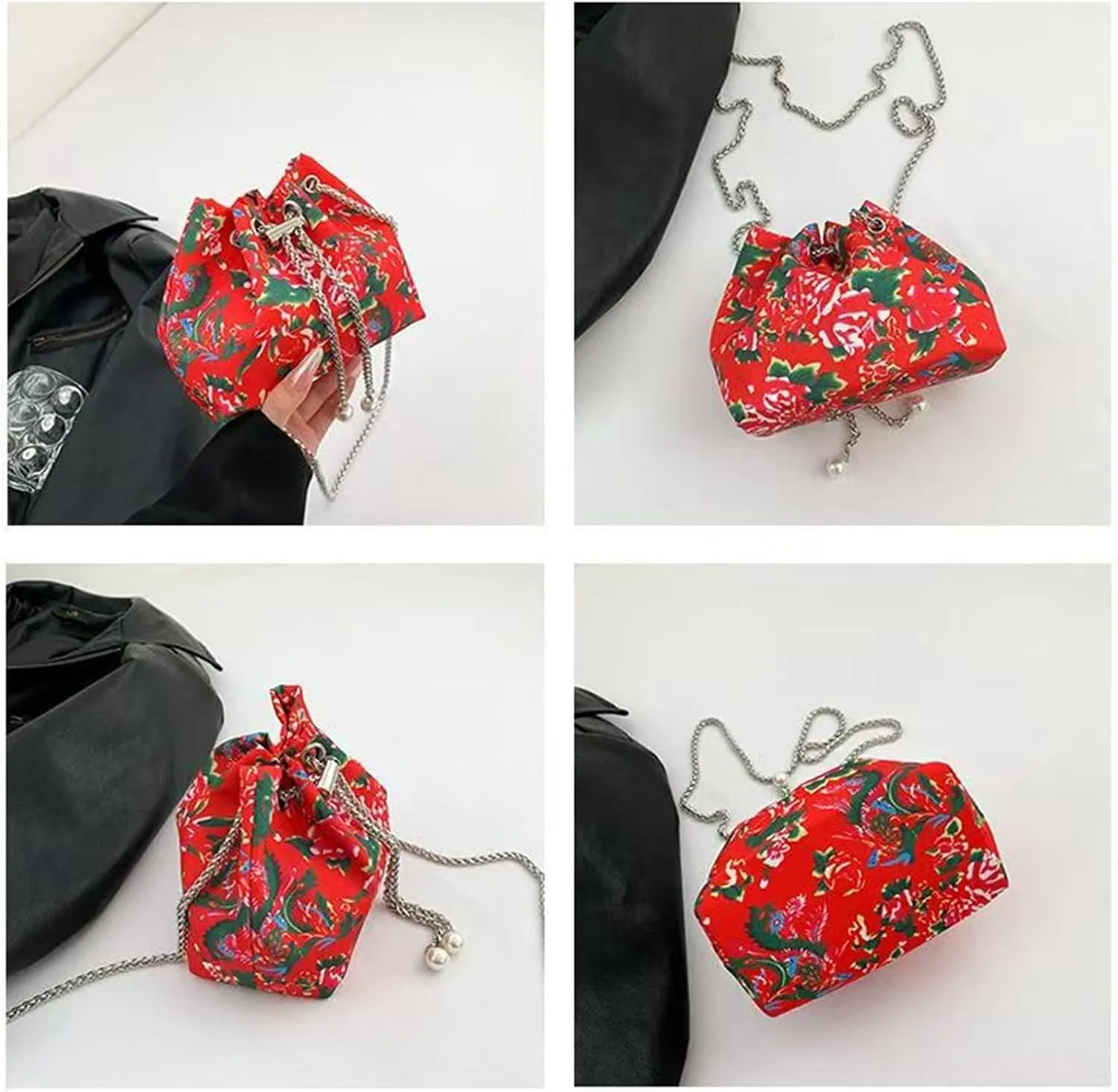 Ladies' Crossbody Bag, Shoulder Bag, Chain Bag, Hand-Held Bucket Bag, Large Flower Fashionable Large Capacity Bag