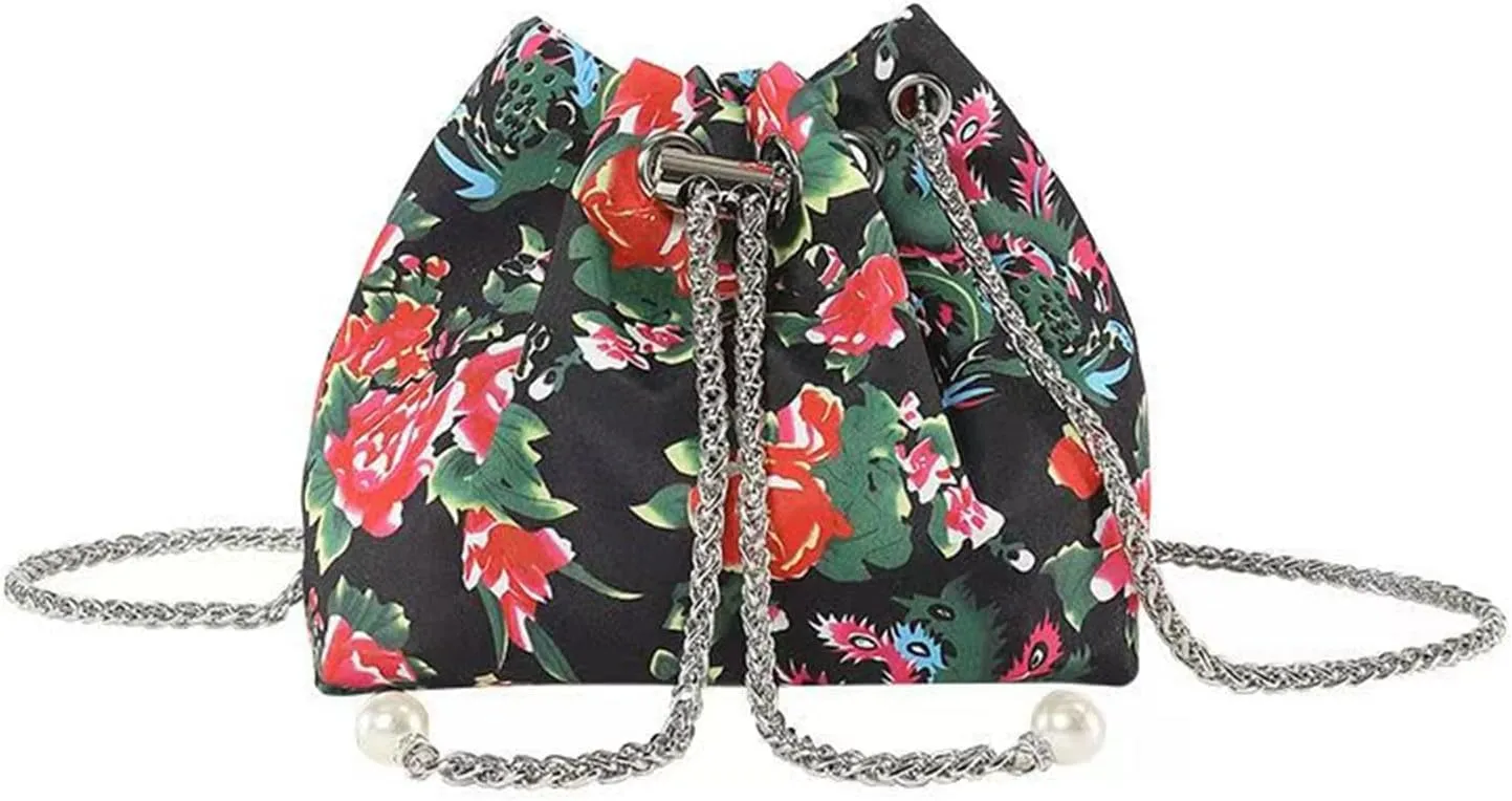 Ladies' Crossbody Bag, Shoulder Bag, Chain Bag, Hand-Held Bucket Bag, Large Flower Fashionable Large Capacity Bag