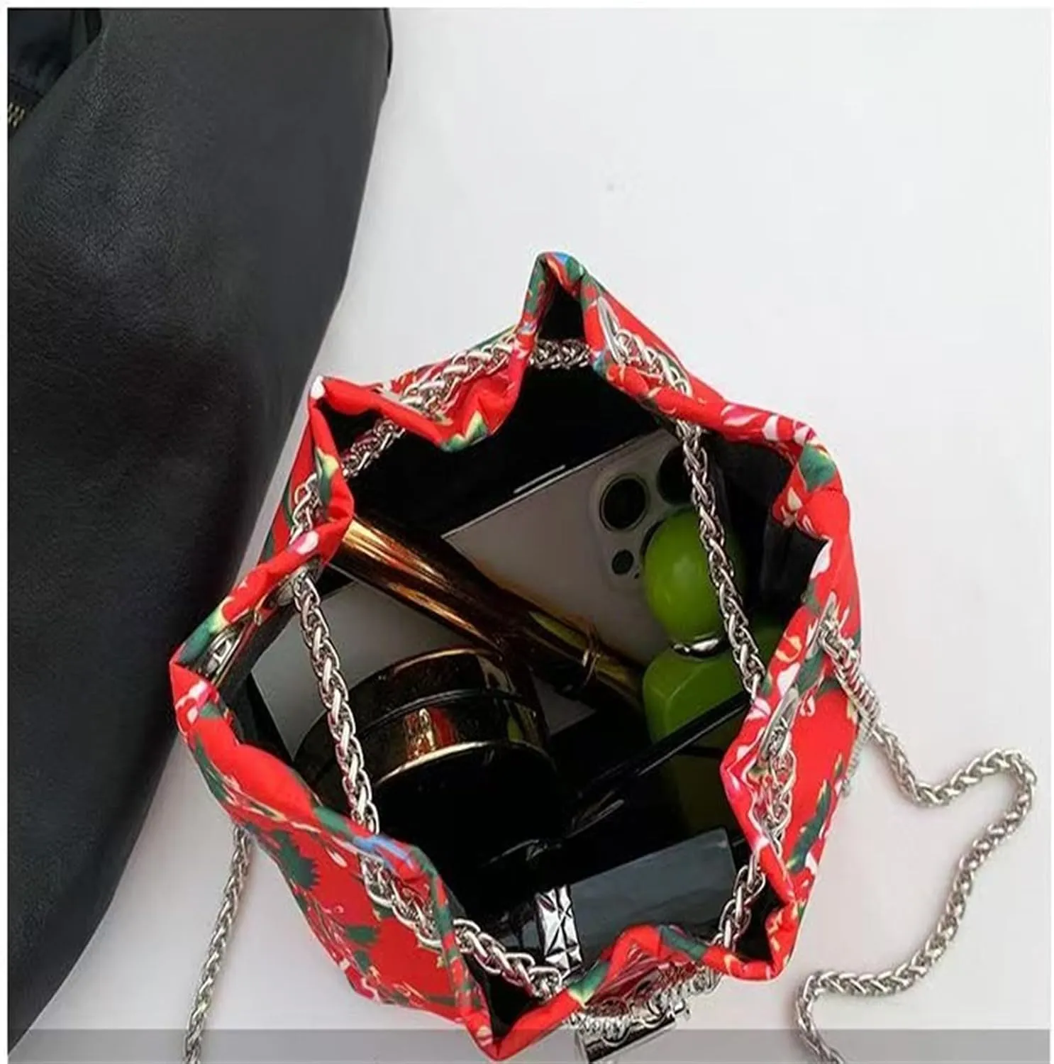 Ladies' Crossbody Bag, Shoulder Bag, Chain Bag, Hand-Held Bucket Bag, Large Flower Fashionable Large Capacity Bag