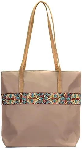 Large Capacity Nylon Embroidered Shoulder Bag For Women Stylish Oxford Cloth Handbag