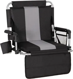 LET'S CAMP Folding Stadium Seat Bleacher Chair with Cup Holder, Mesh Bag and Hide Hooks, Portable Stadium Chair with Back and Cushion