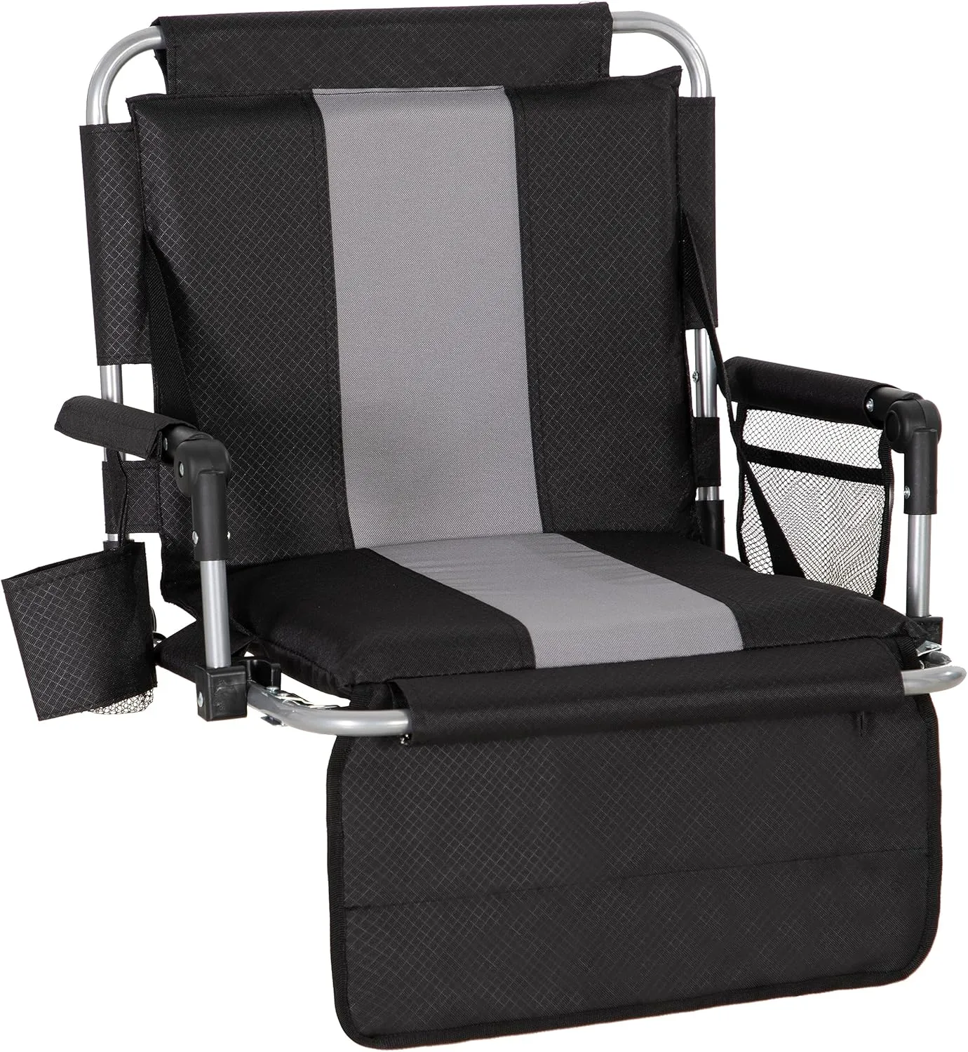 LET'S CAMP Folding Stadium Seat Bleacher Chair with Cup Holder, Mesh Bag and Hide Hooks, Portable Stadium Chair with Back and Cushion