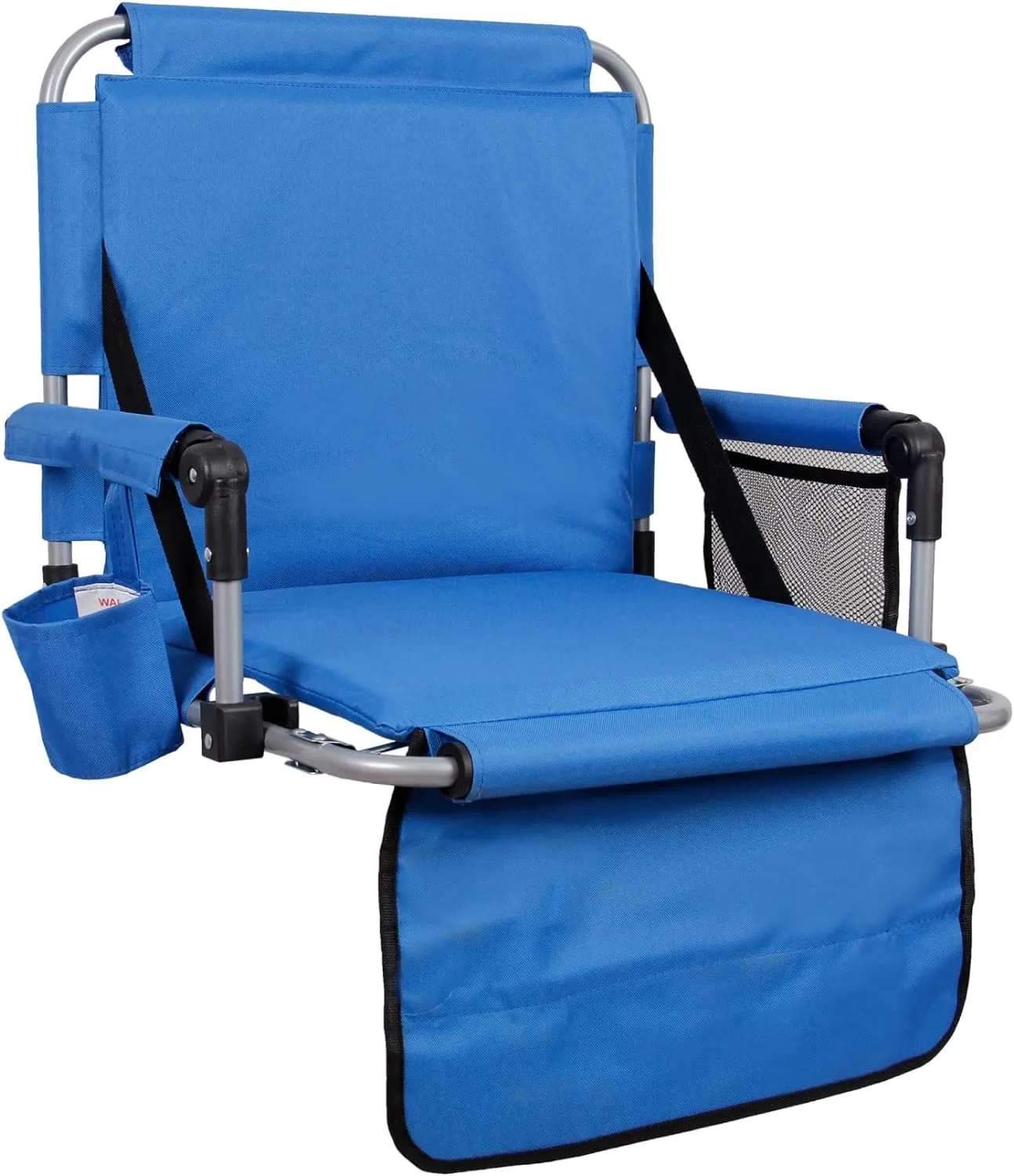 LET'S CAMP Folding Stadium Seat Bleacher Chair with Cup Holder, Mesh Bag and Hide Hooks, Portable Stadium Chair with Back and Cushion