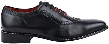 LIBERTYZENO Mens Burnished Toe Genuine Leather Adults Lace Up Oxford Dress Shoes for Prom Graduation