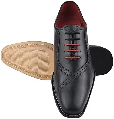 LIBERTYZENO Mens Burnished Toe Genuine Leather Adults Lace Up Oxford Dress Shoes for Prom Graduation