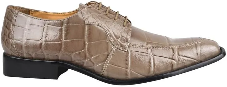 LIBERTYZENO Mens Croco Lizard Print Genuine Leather Adults Slip On & Lace Up Oxford Dress Shoes for Easter Gift