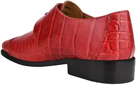 LIBERTYZENO Mens Croco Lizard Print Genuine Leather Adults Slip On & Lace Up Oxford Dress Shoes for Easter Gift