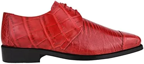 LIBERTYZENO Mens Croco Lizard Print Genuine Leather Adults Slip On & Lace Up Oxford Dress Shoes for Easter Gift